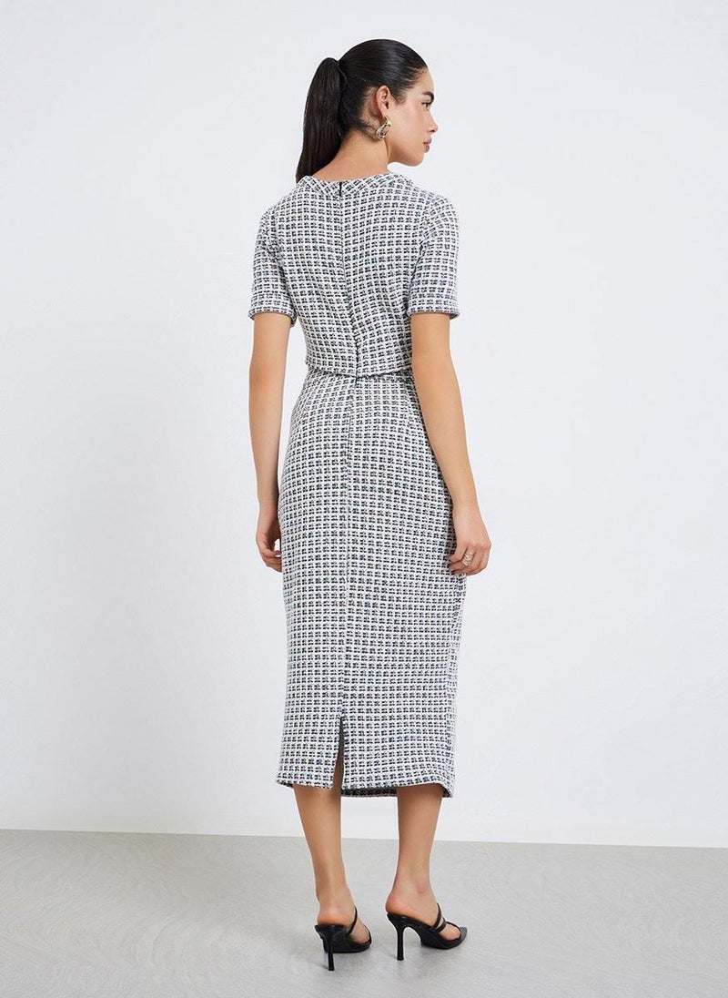 Styli Women Sheath Tweed Midi Dress - Image 5